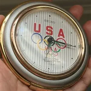 ?COLLECTIBLE?1992 Barcelona Olympic SEIKO Travel/Table alarm clock Rare Seiko Barcelona 1992 Olympic Team USA Watch — Brian  main image 3